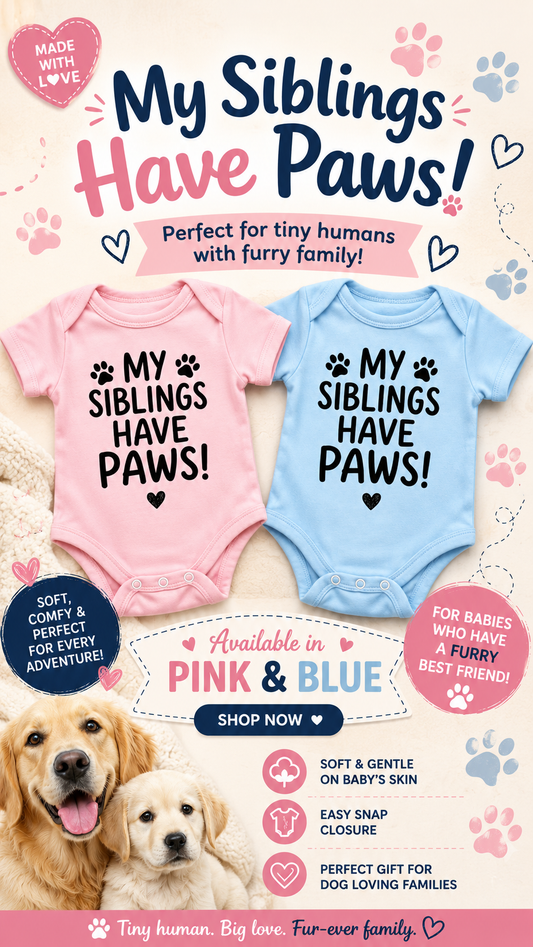 My Siblings Have Paws Baby Grow