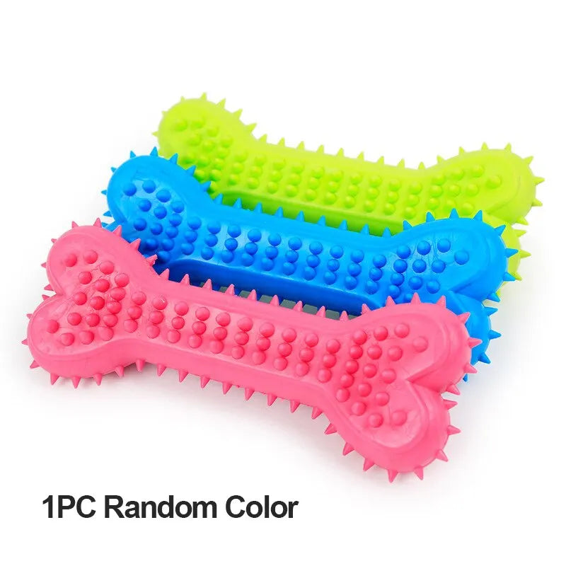 1PC Pet Chew Toy Soft Rubber Bite-Resistance Bone Shape Teeth Grinding Chewing Toys for Small Dogs Training Pet Supplies