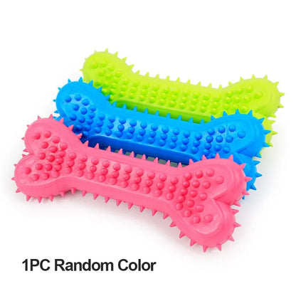 1PC Pet Chew Toy Soft Rubber Bite-Resistance Bone Shape Teeth Grinding Chewing Toys for Small Dogs Training Pet Supplies