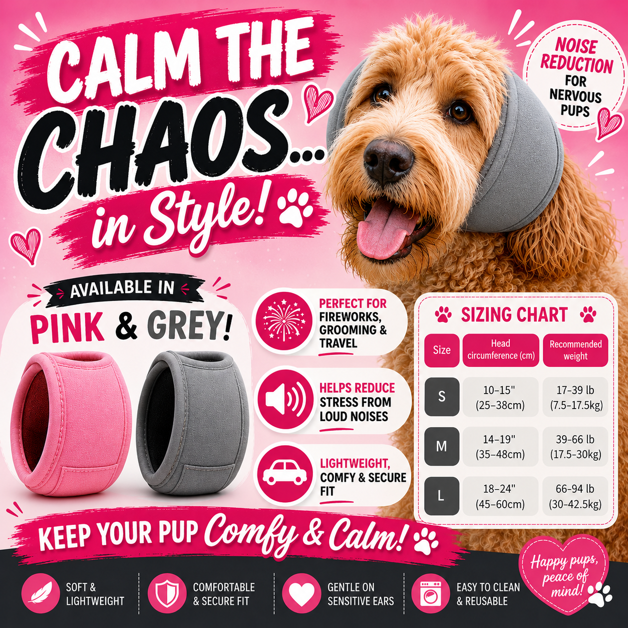 Noise Cancelling Dog Ear Muffs